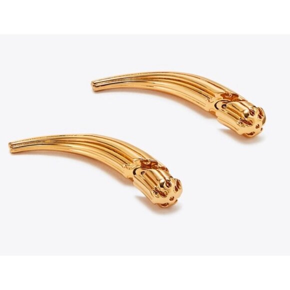 TORY BURCH GOLD LOGO SPIKE FRONT-BACK EARRING - Picture 3 of 4